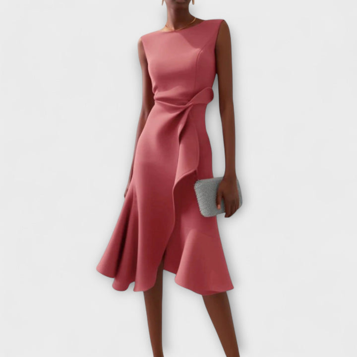 Katrin | Elegantes Festliches Kleid für Hochzeitsgäste – Asymmetrisches Midikleid für Damen 3