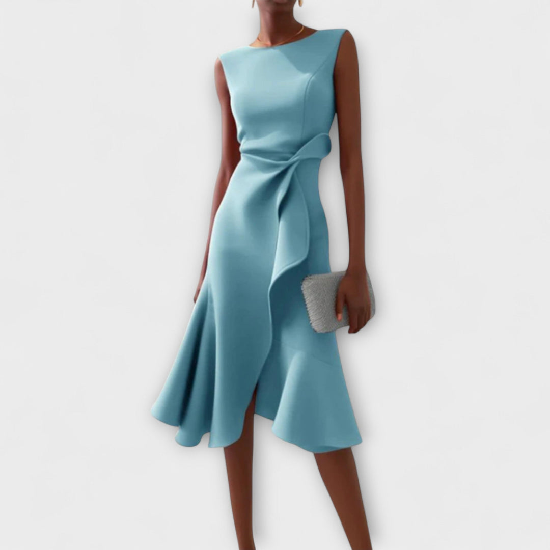 Katrin | Elegantes Festliches Kleid für Hochzeitsgäste – Asymmetrisches Midikleid für Damen 4