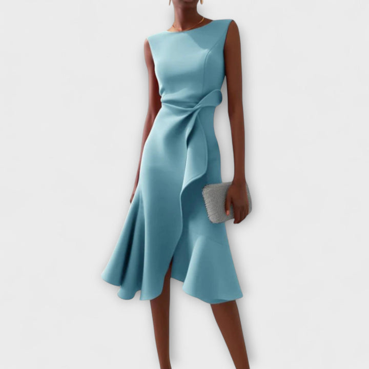 Katrin | Elegantes Festliches Kleid für Hochzeitsgäste – Asymmetrisches Midikleid für Damen 4