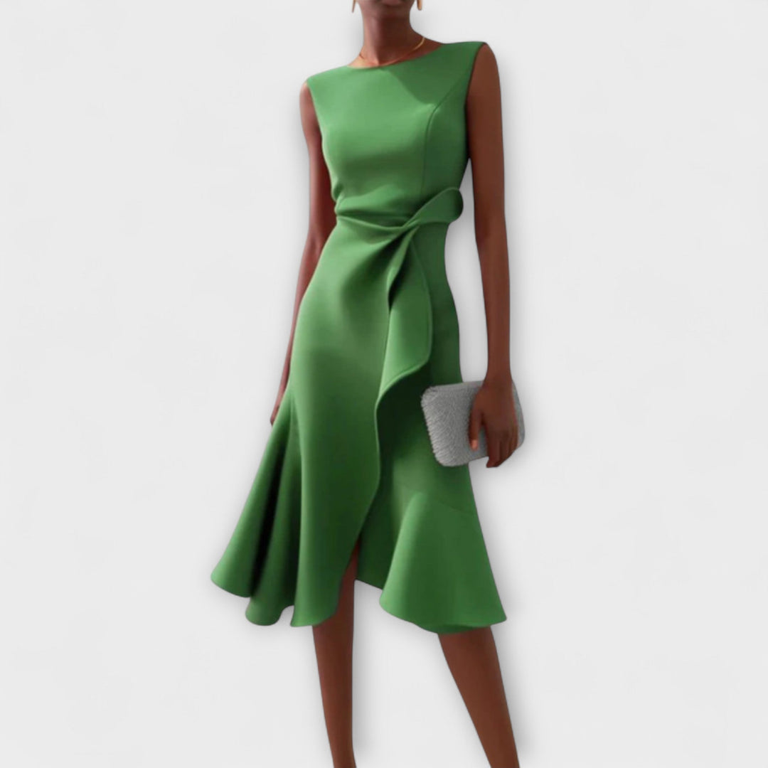 Katrin | Elegantes Festliches Kleid für Hochzeitsgäste – Asymmetrisches Midikleid für Damen 6