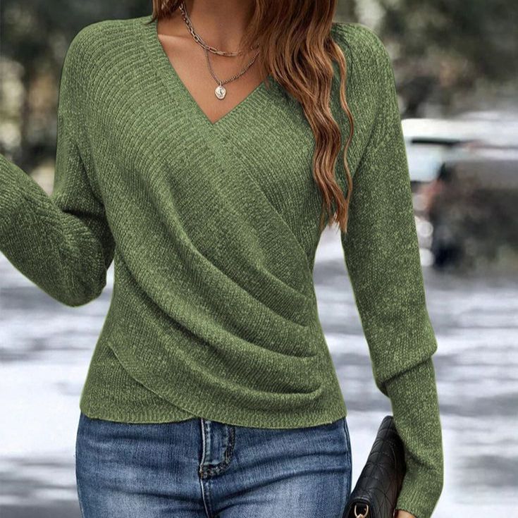 Katrina | Eleganter Wickelpullover Damen – Gemütlich, Vielseitig &amp; Ideal für Jede Garderobe 0