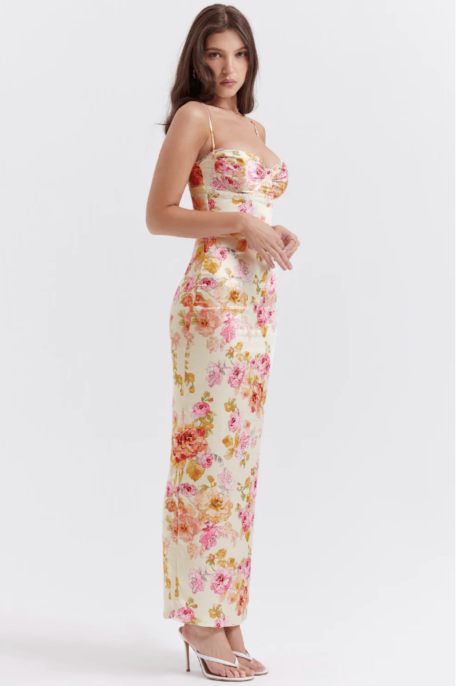 Kira | Damenkleid Festliche Kleider Spaghettiträger Blumenmuster Elegant Sommer 4
