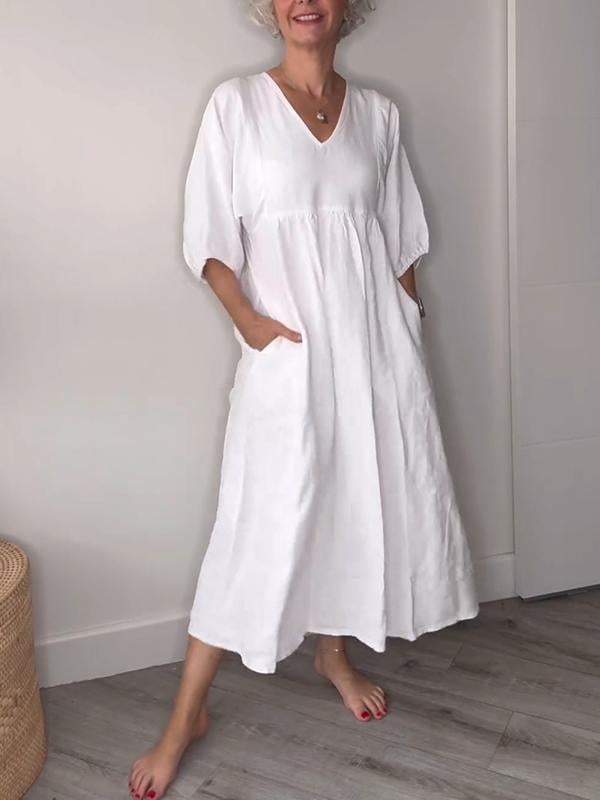 Klara | Midikleid mit V-Ausschnitt und elegantem Design 0
