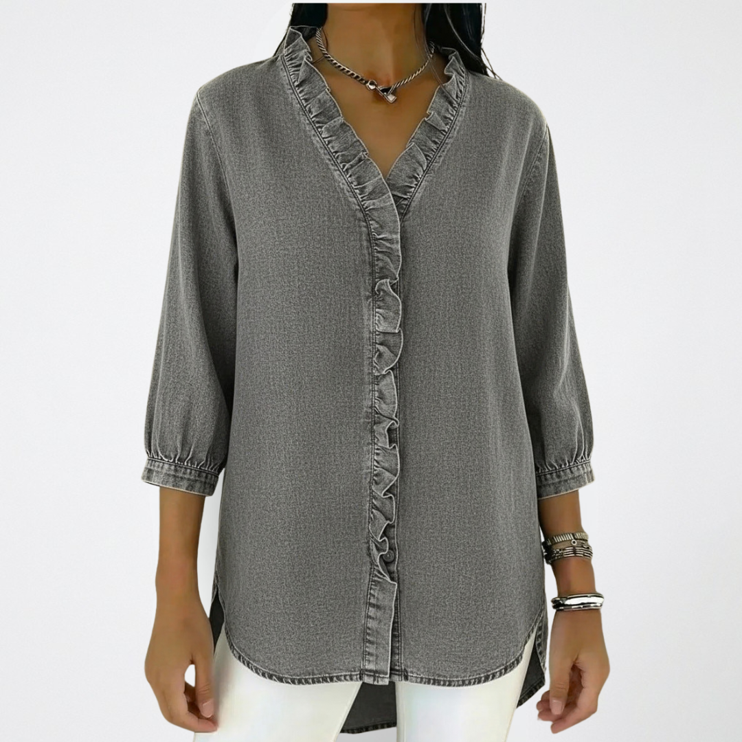 Klaudia | Elegante Damenbluse mit verspielten Rüschen-Details 1