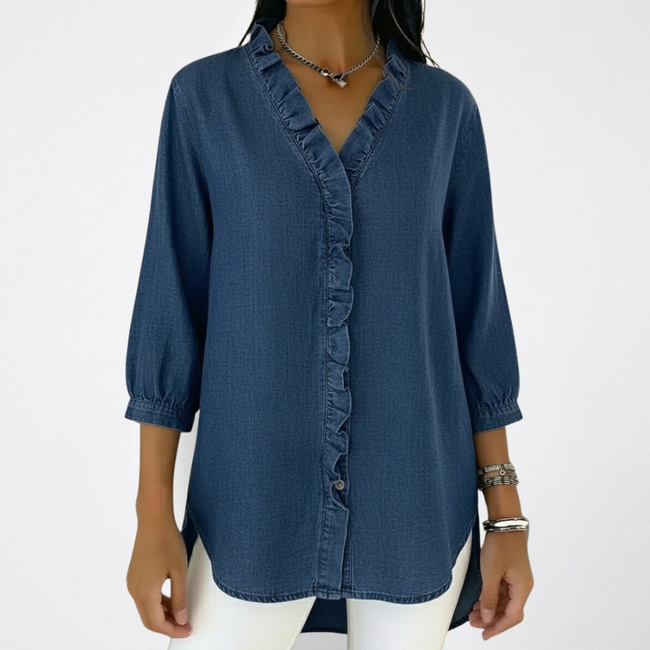 Klaudia | Elegante Damenbluse mit verspielten Rüschen-Details 4