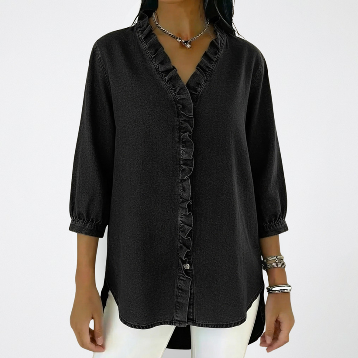 Klaudia | Elegante Damenbluse mit verspielten Rüschen-Details 5