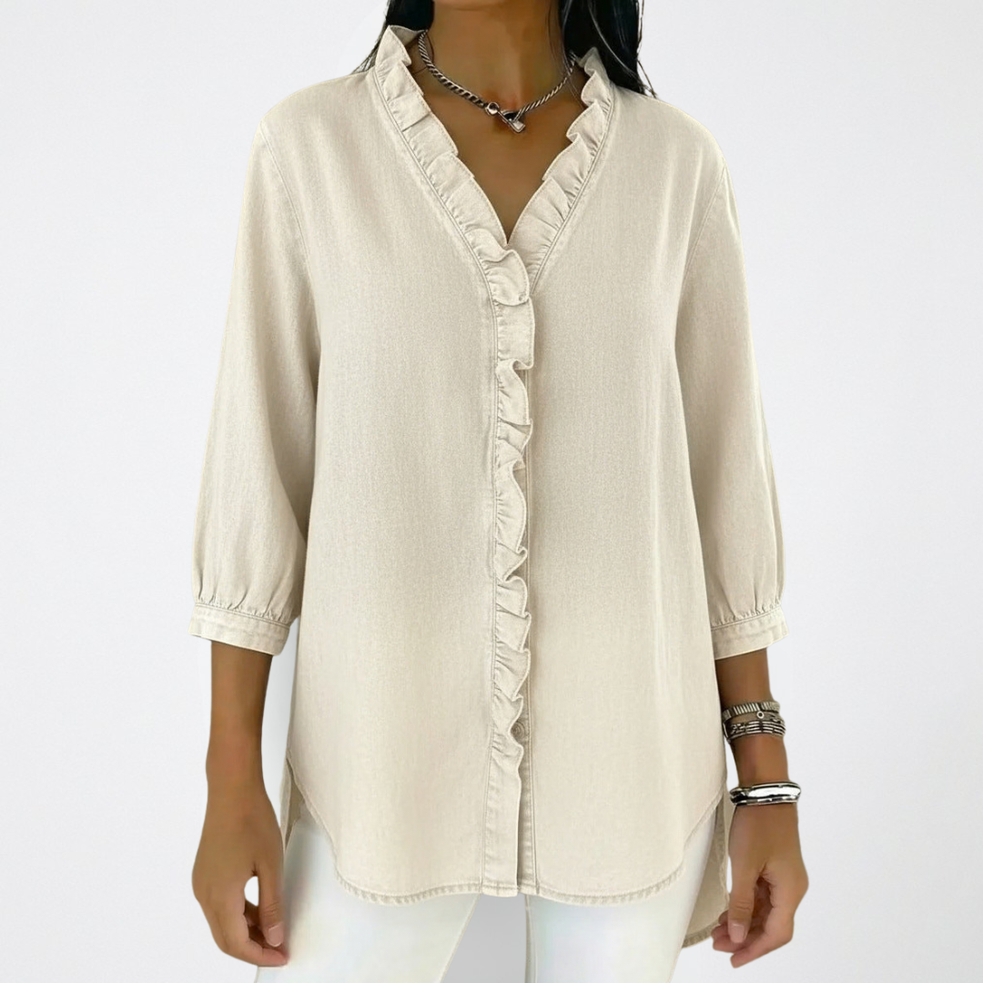 Klaudia | Elegante Damenbluse mit verspielten Rüschen-Details 7