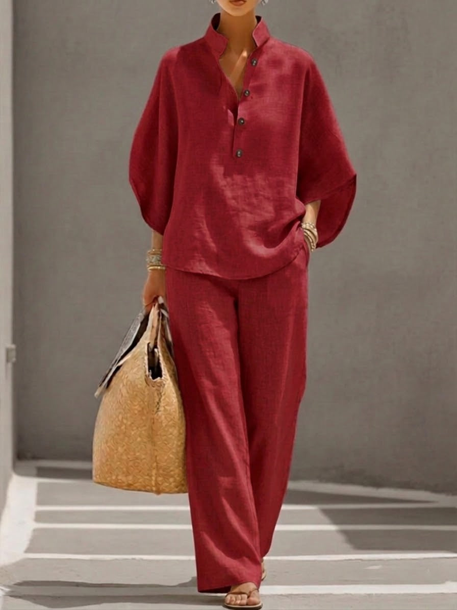 Liana | Damen Outfit Elegantes Zweiteiliges Set Luftig Relaxed Fit 5