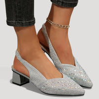 Aura | Elegant slingback heels with glitter finish and block heel
