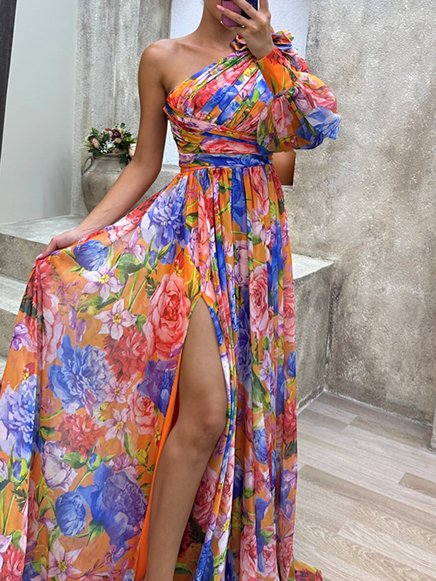 Lilia | Elegantes, Romantisches &amp; Fließendes One-Shoulder-Maxikleid 10
