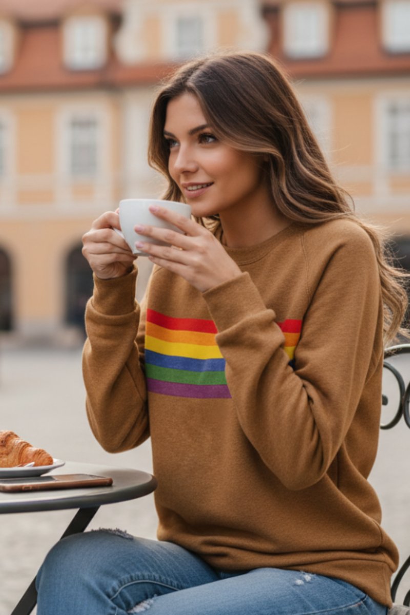 Lily | Damen-Pullover mit Regenbogenstreifen und Rundhalsausschnitt in lockerer Passform 1