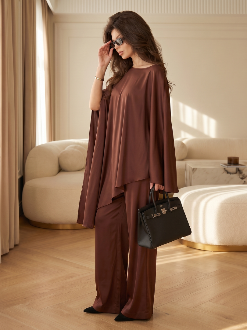 Lina | Elegantes, Fließendes Damen Outfit – Zweiteiliges Tunika-Set mit Weitem Bein 1
