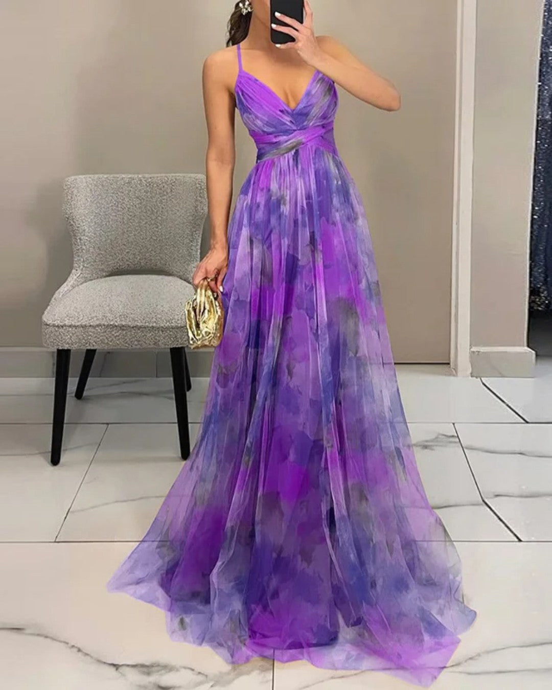 Liora | Elegantes Blumenprint Maxikleid mit Verstellbaren Trägern 4