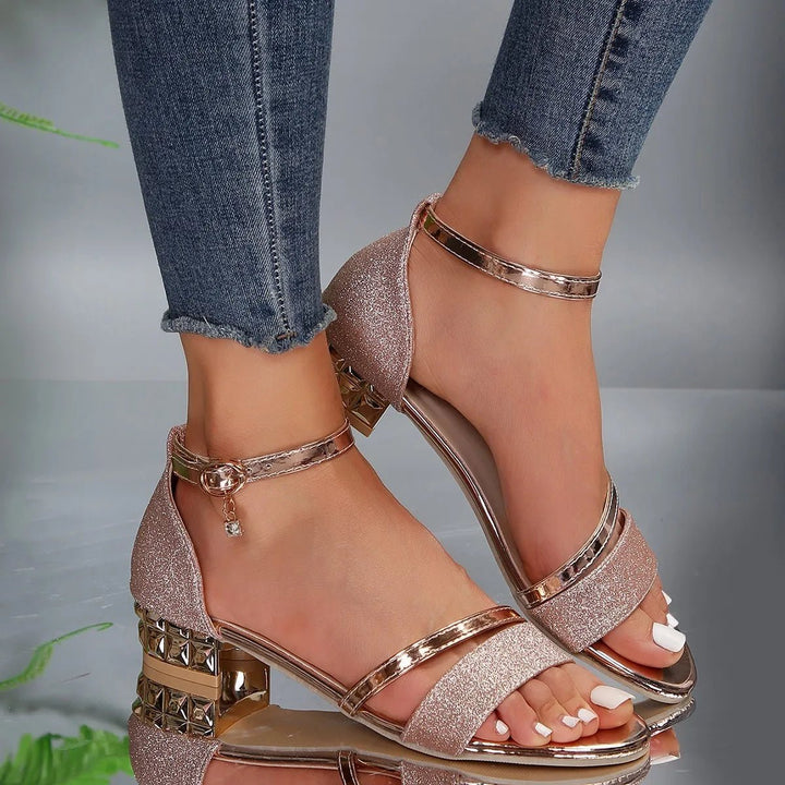 Lisa | Glamouröse Glitzer Sandalen mit Blockabsatz 3