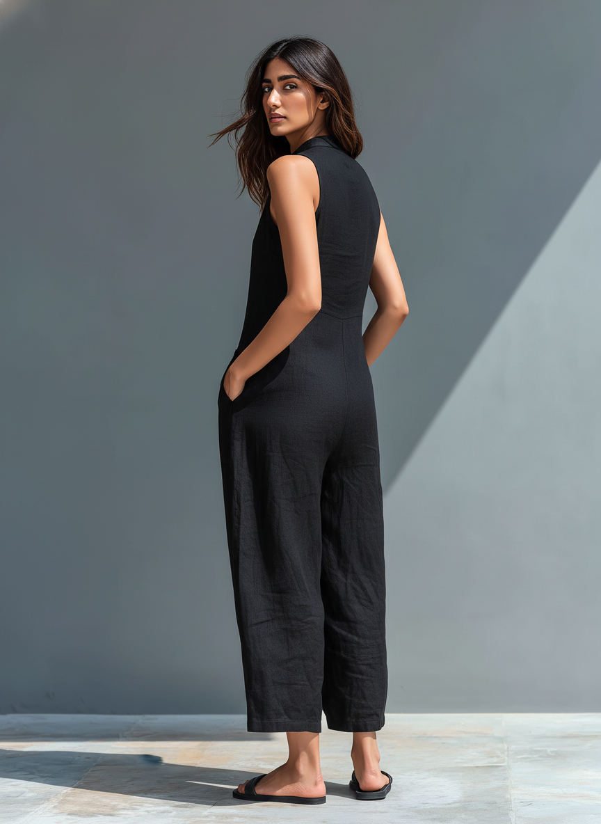Livia | Eleganter Ärmelloser Damenoverall mit Stehkragen 2