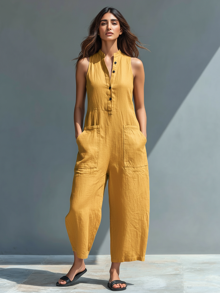 Livia | Eleganter Ärmelloser Damenoverall mit Stehkragen 5