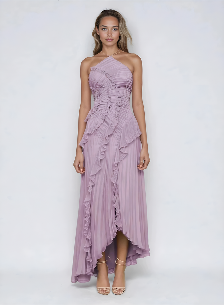 Livia | Elegantes Asymmetrisches Maxikleid mit Volants 0