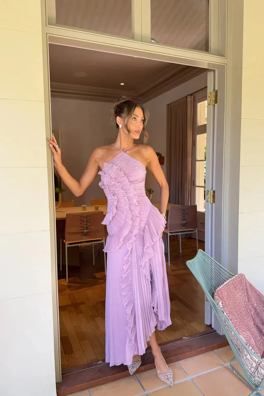 Livia | Elegantes Asymmetrisches Maxikleid mit Volants 4