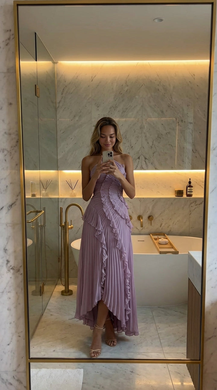 Livia | Elegantes Asymmetrisches Maxikleid mit Volants 5