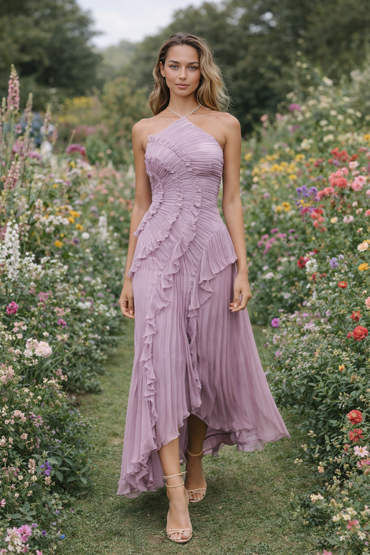 Livia | Elegantes Asymmetrisches Maxikleid mit Volants 6