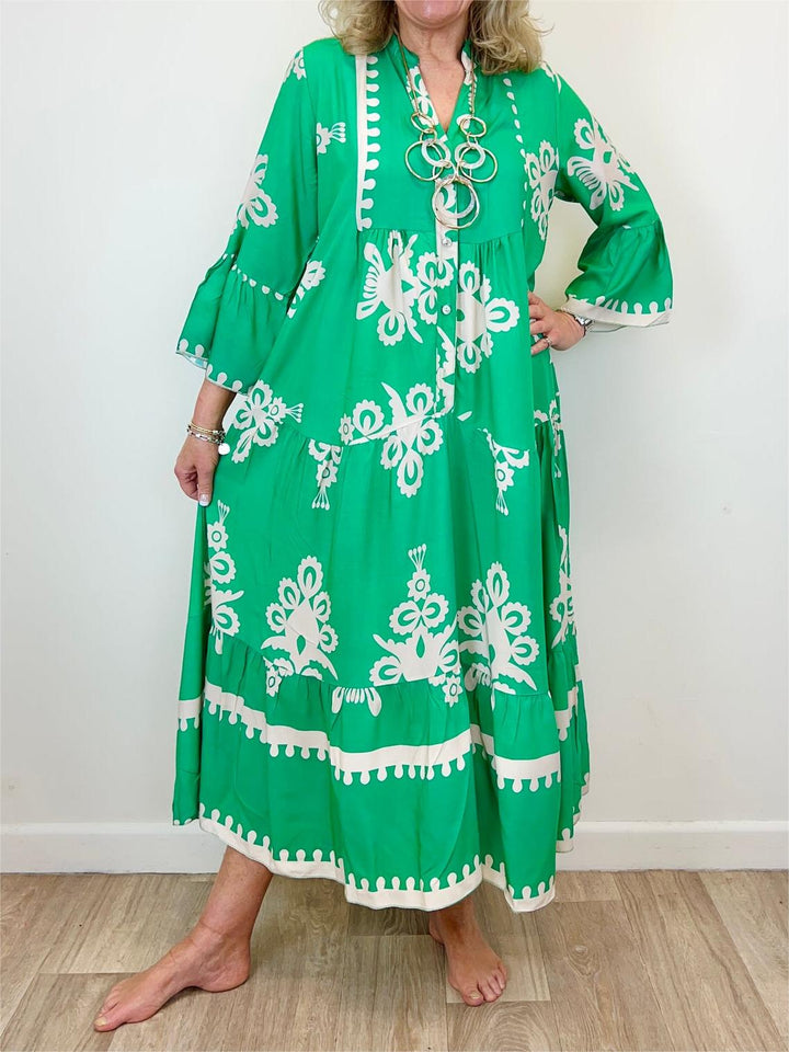 Livia | Elegantes Blumendruck Maxikleid aus Baumwollmischung 2