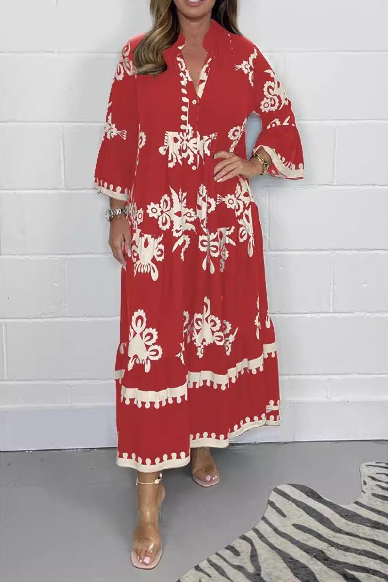 Livia | Elegantes Blumendruck Maxikleid aus Baumwollmischung 3