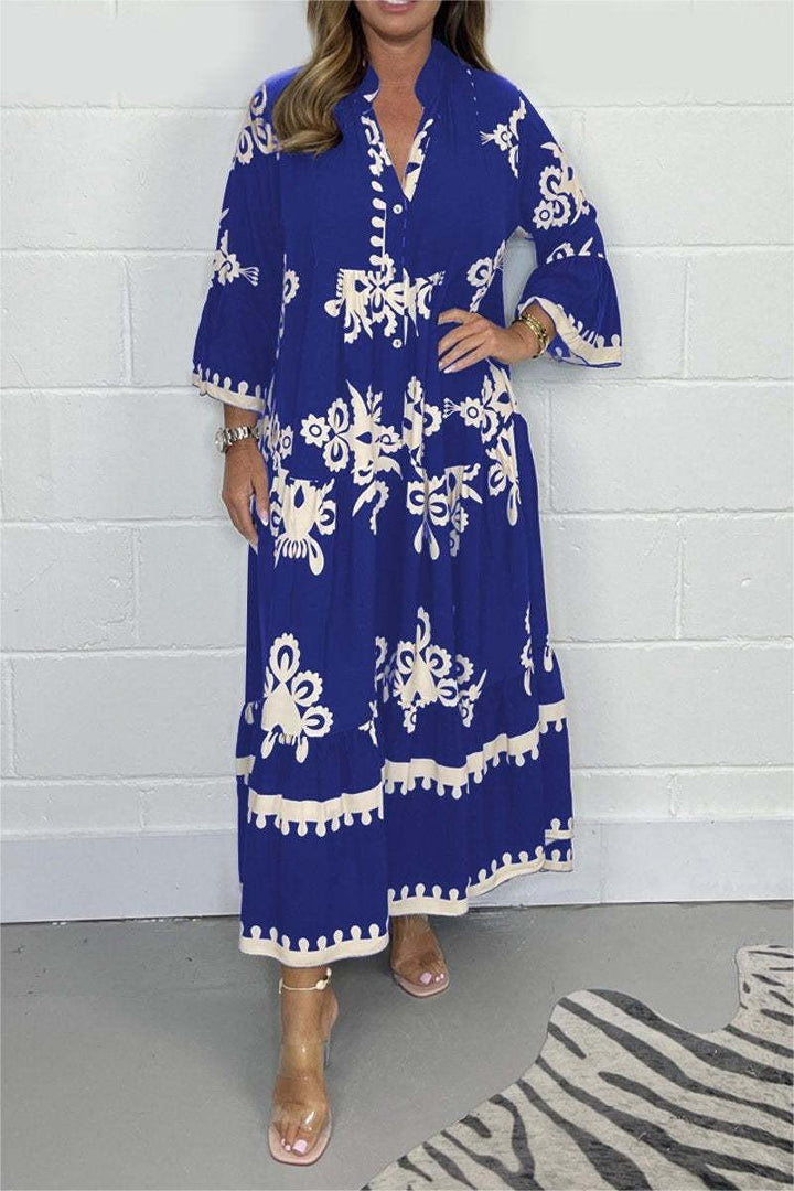 Livia | Elegantes Blumendruck Maxikleid aus Baumwollmischung 4