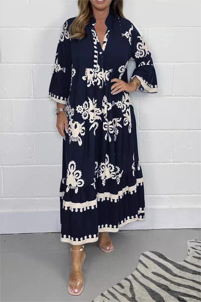 Livia | Elegantes Blumendruck Maxikleid aus Baumwollmischung 5