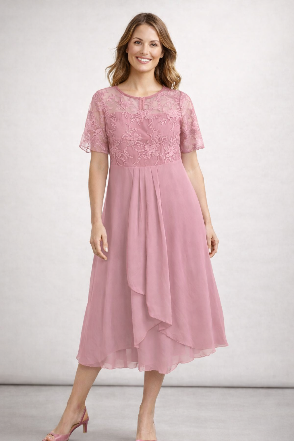 Livia | Elegantes Midikleid mit Floraler Spitze 0