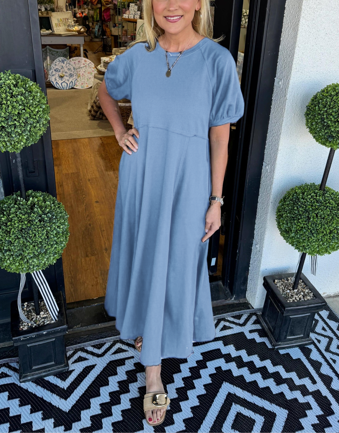 Livia | Elegantes Puffärmel Maxikleid für Stilvolle Anlässe 4