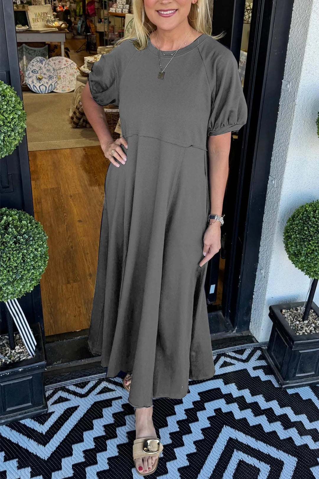 Livia | Elegantes Puffärmel Maxikleid für Stilvolle Anlässe 9