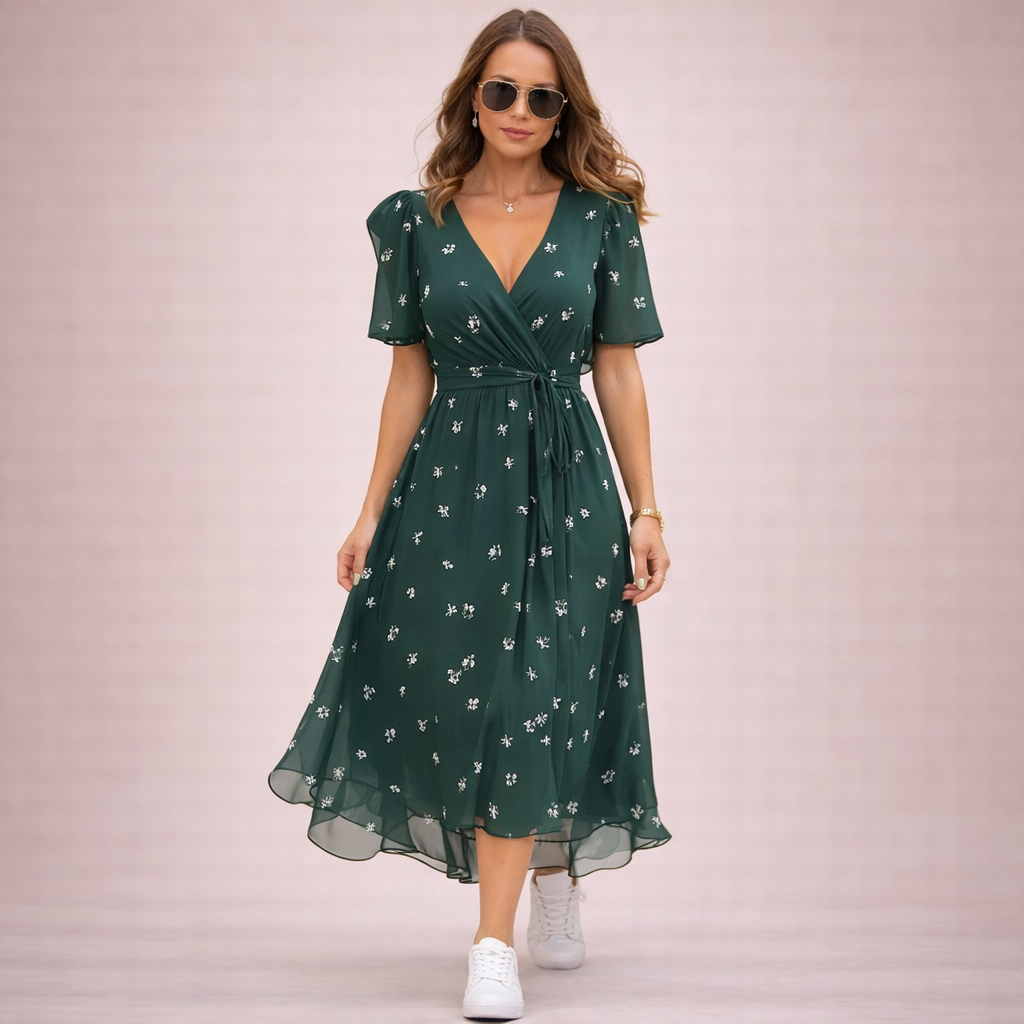 Livia | Elegantes Sommerkleid mit V-Ausschnitt 0
