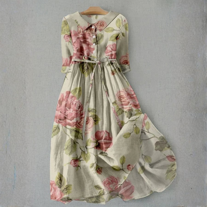 Livia | Elegantes Vintage Midi-Kleid mit Blumendruck 0