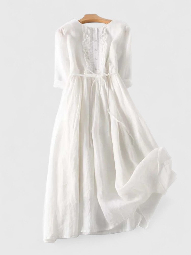 Livia | Zeitlos Elegantes Midi-Damenkleid aus Baumwoll-Leinen-Mischung 1