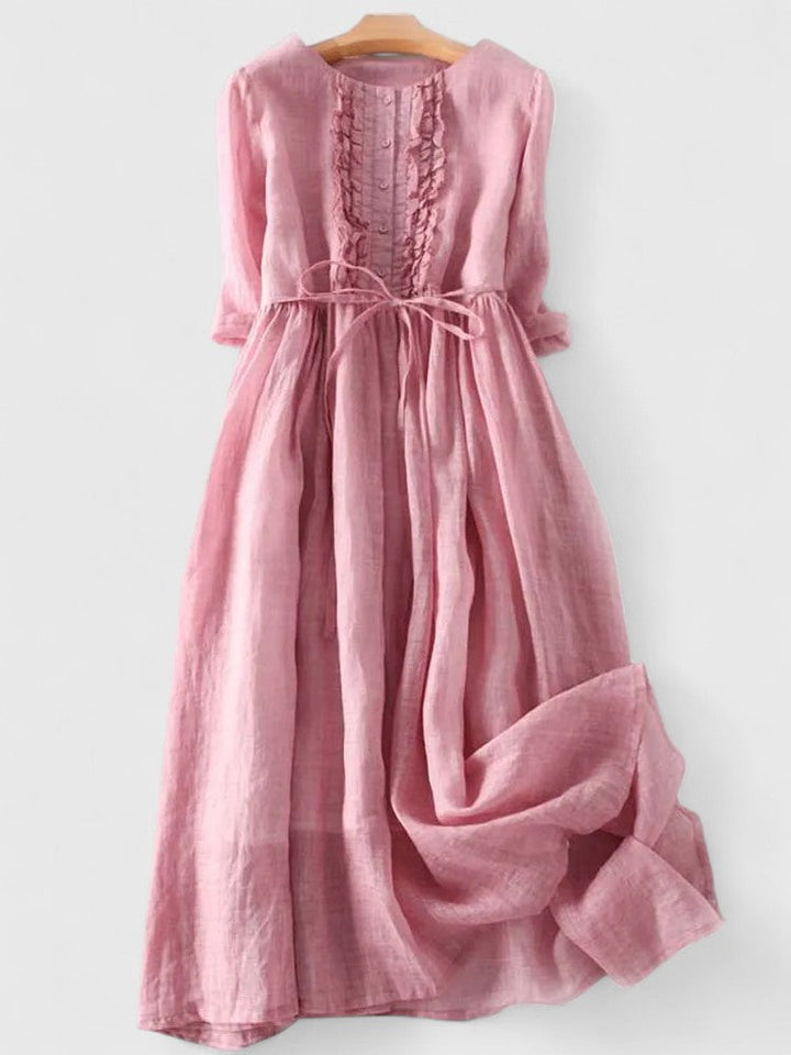 Livia | Zeitlos Elegantes Midi-Damenkleid aus Baumwoll-Leinen-Mischung 2