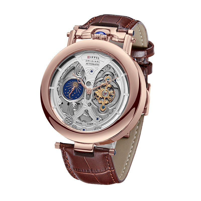 Lumos | Elegante Automatische Skelett-Herrenuhr mit Lederarmband 4