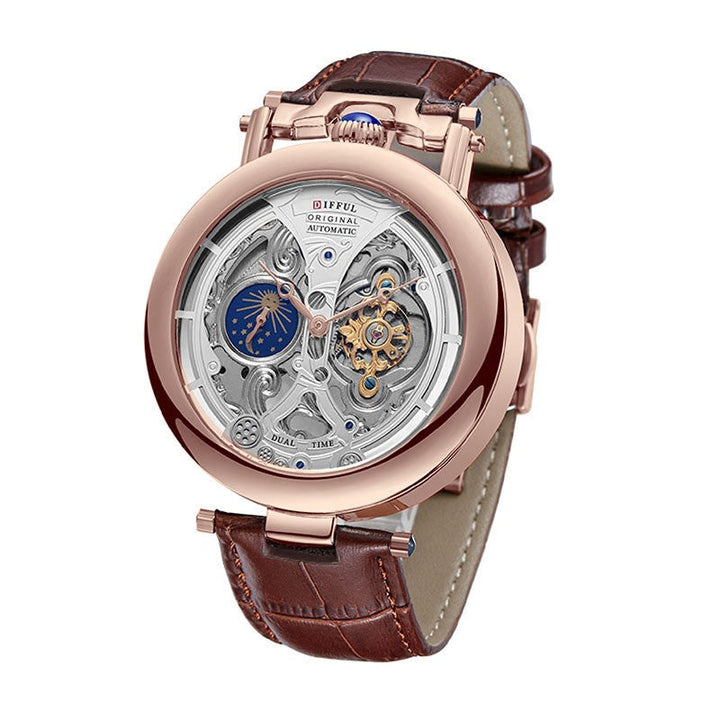 Lumos | Elegante Automatische Skelett-Herrenuhr mit Lederarmband 4