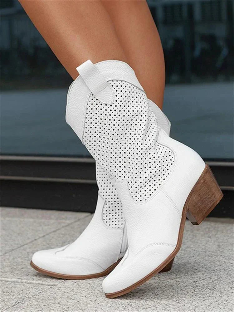 Luna | Atmungsaktive Elegante Damen Cowboy-Stiefel mit Reißverschluss 0