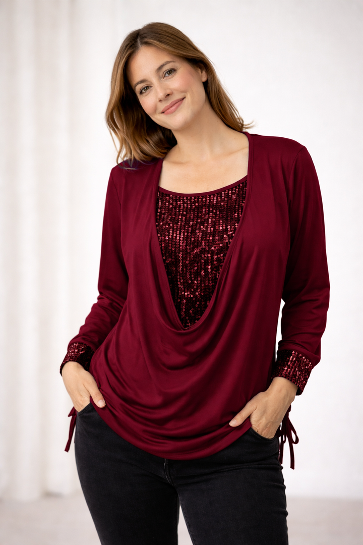 Luna | Elegante Bluse mit Pailletten und Langen Ärmeln für Festliche Anlässe 3