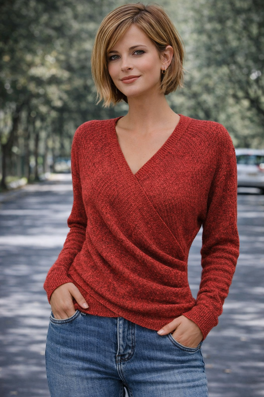 Lunara | Eleganter V-Ausschnitt Damenpullover 2
