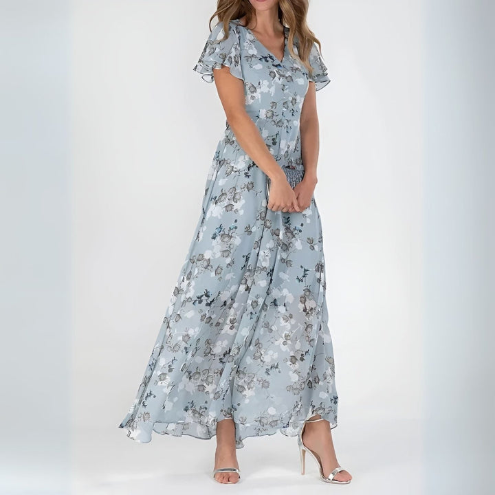 Lunara | Elegantes Aquarell-Blumendruck Maxi Kleid 1