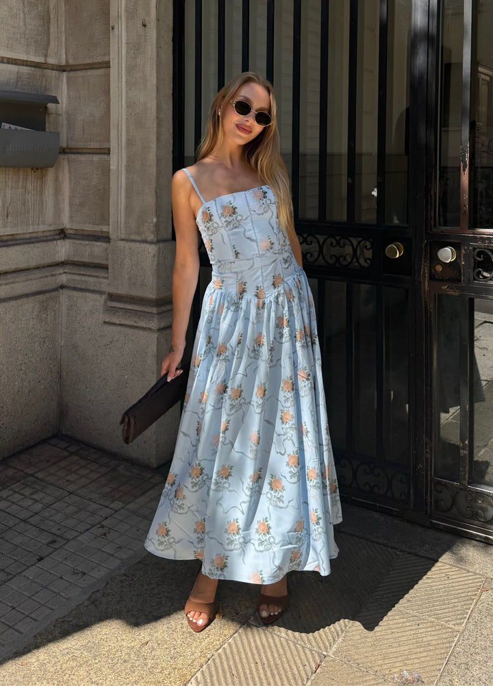 Lunara | Elegantes Blumendesign Midi Kleid 3