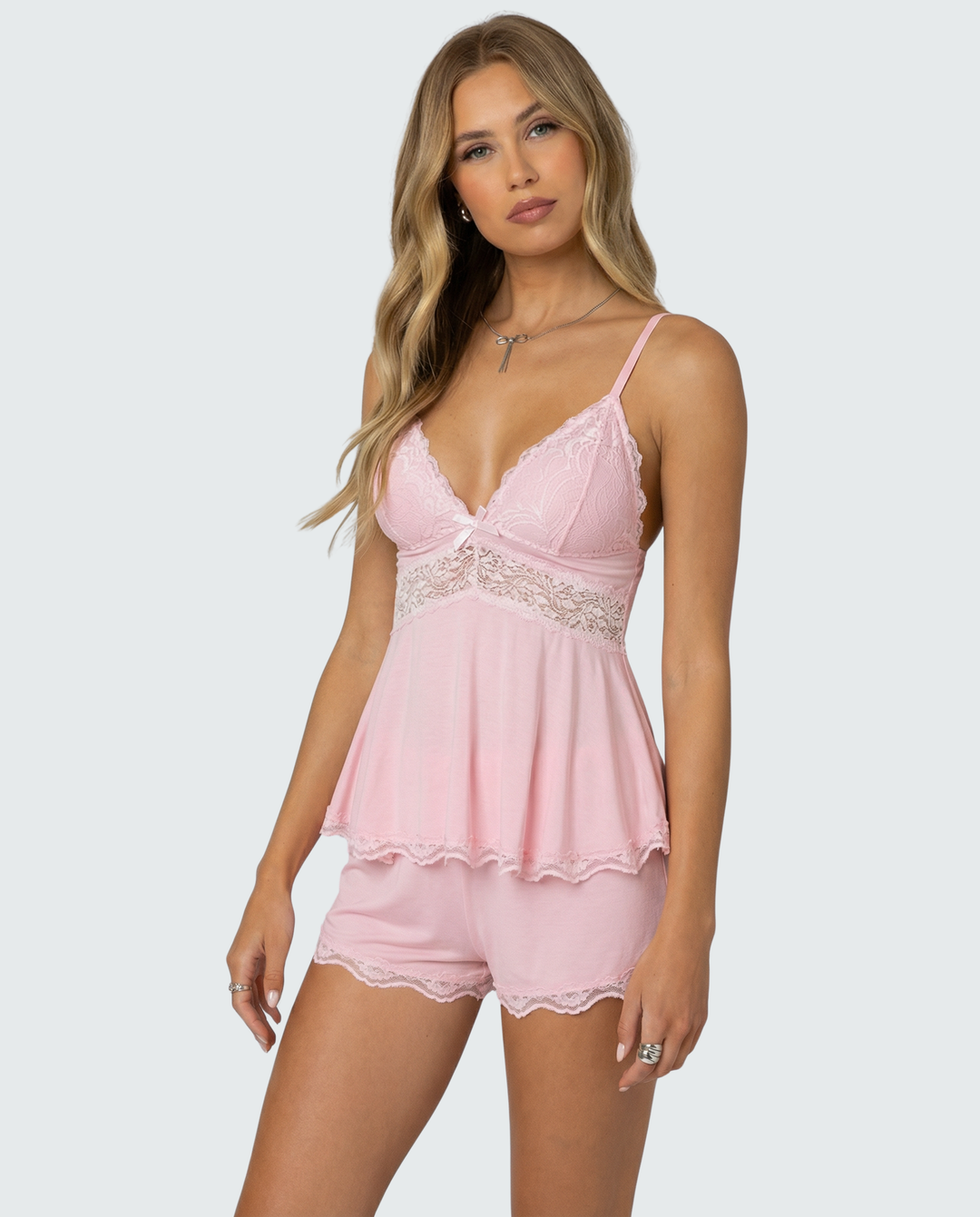 Lunara | Elegantes Damen-Pyjama-Set mit Spitzenbesatz 1