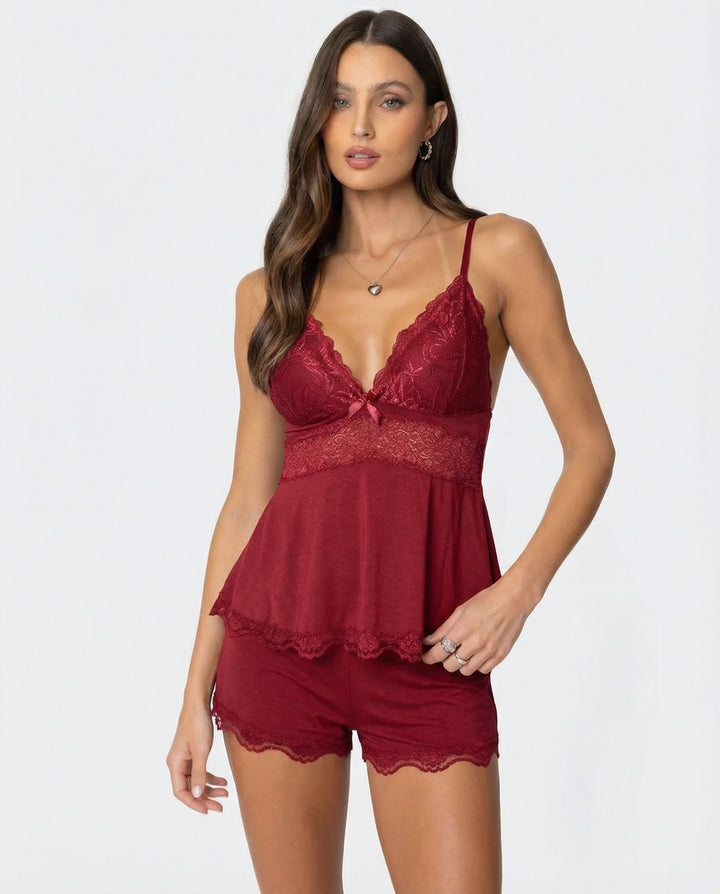 Lunara | Elegantes Damen-Pyjama-Set mit Spitzenbesatz 4