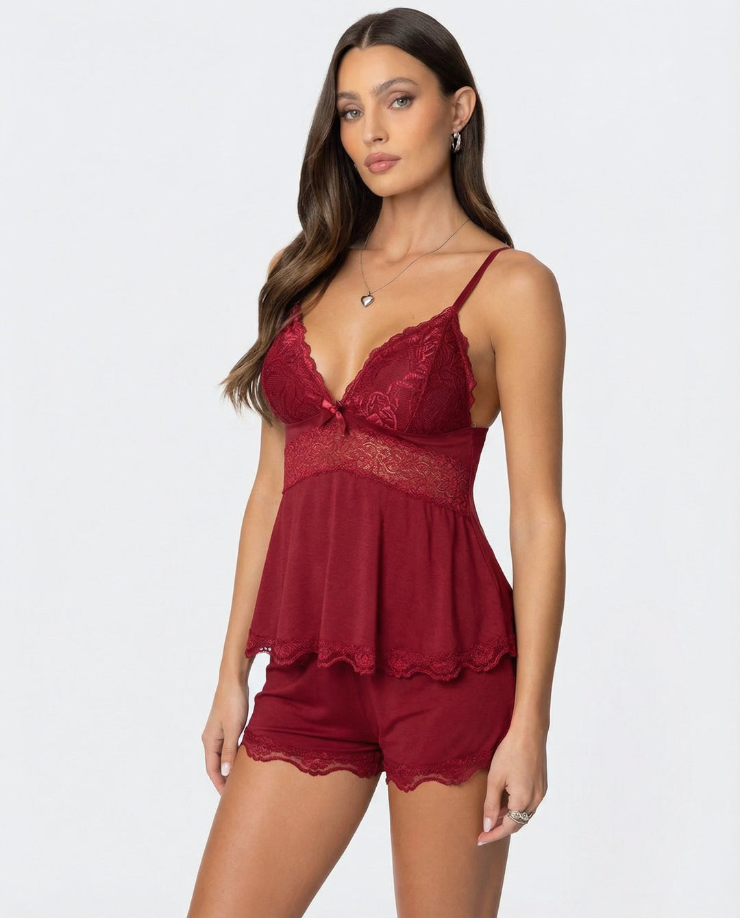 Lunara | Elegantes Damen-Pyjama-Set mit Spitzenbesatz 5