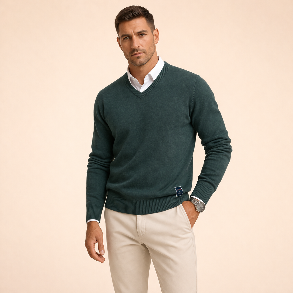 Luuk | Weicher Pullover aus Baumwollmischung mit V-Ausschnitt 1