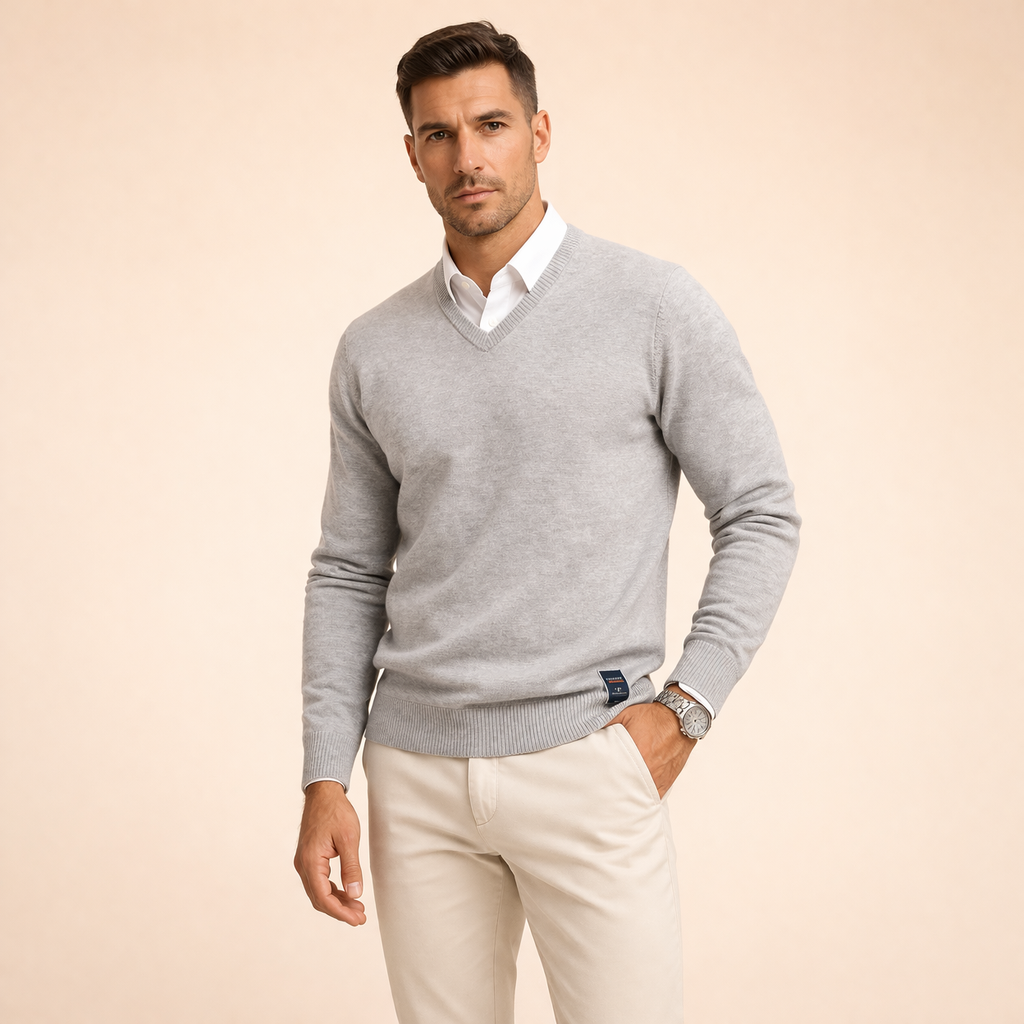 Luuk | Weicher Pullover aus Baumwollmischung mit V-Ausschnitt 3