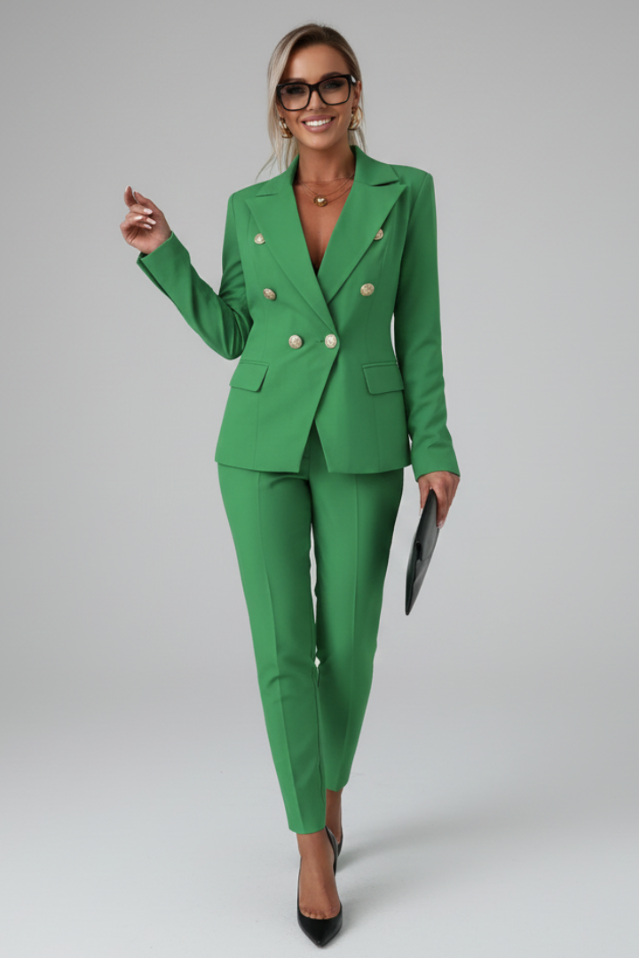 Mara | Eleganter Damenanzug Schwarz – Maßgeschneiderter Zweireiher Blazer mit Gerader Hose 12