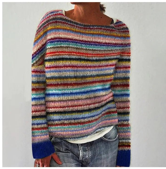 Maya | Lebhafter, gestreifter Retro-Strickpullover in lockerer Passform 0