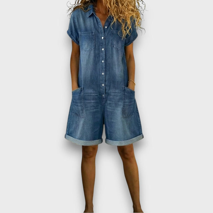Mila | Damen Jumpsuit Overall Kurz Lässig Bequem Sommer Stil 0